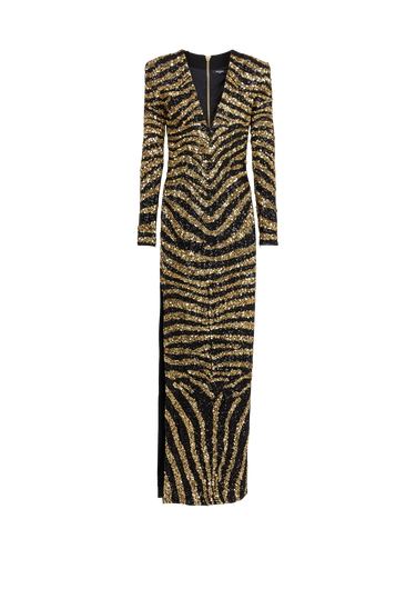 Embroidered zebra long dress
