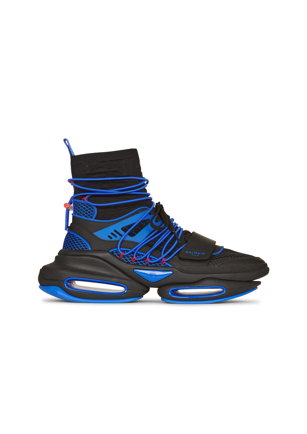 Bicolor knit and mesh B-Bold high-top sneakers, blue, hi-res